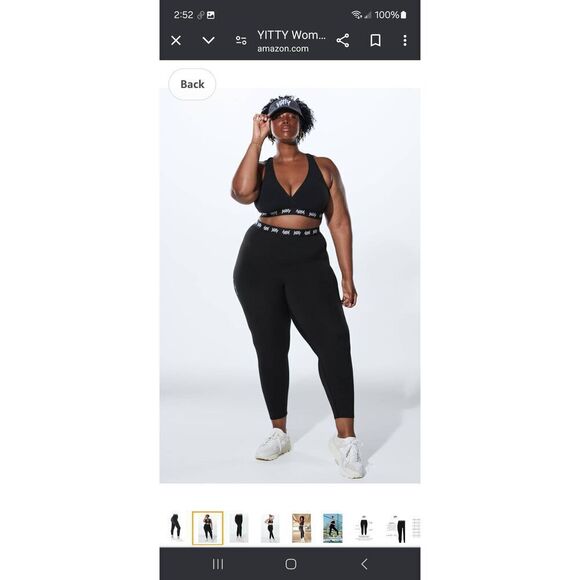 New Medium Fabletic Yitty Black Logo Major Label Shaping High Waist 7/8 Leggings - Picture 2 of 11